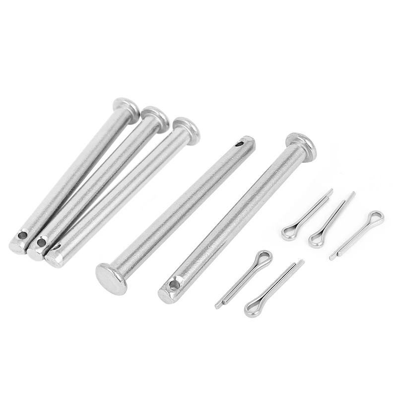 304Stainless Steel Flat Head Round Clevis Pins Fastener M5x50mm 5Sets