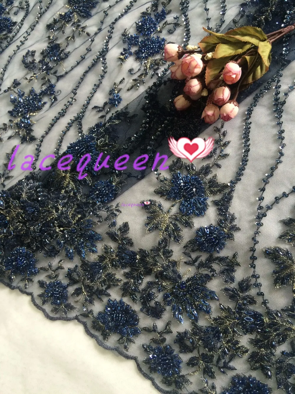 Buy heavy beaded lace fabric, super delicate lace
