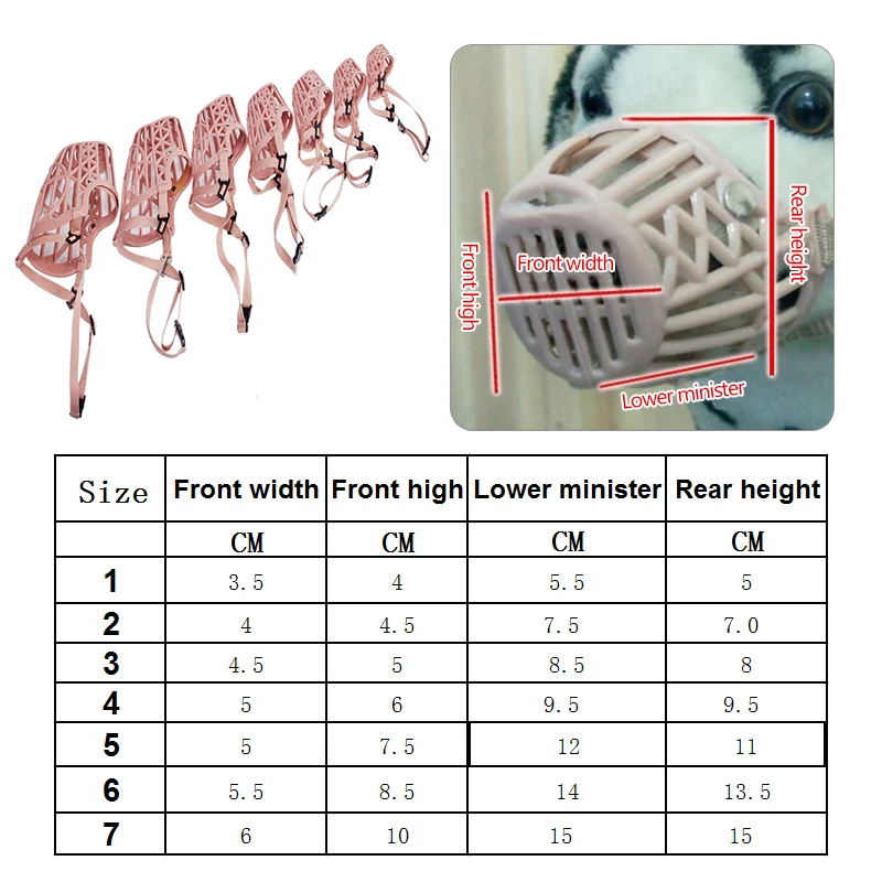 1Pcs Adjusting Pet Dogs Muzzle 7 Sizes Plastic Strong Dogs Muzzle Basket Design Anti-biting Dog Mouth For Cats For Dog Muzzle