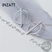 INZATT, настоящее 925 пробы, серебряные геометрические круглые серьги-гвоздики, минималистичные, индивидуальные, Панк ювелирные изделия, модные женские серьги