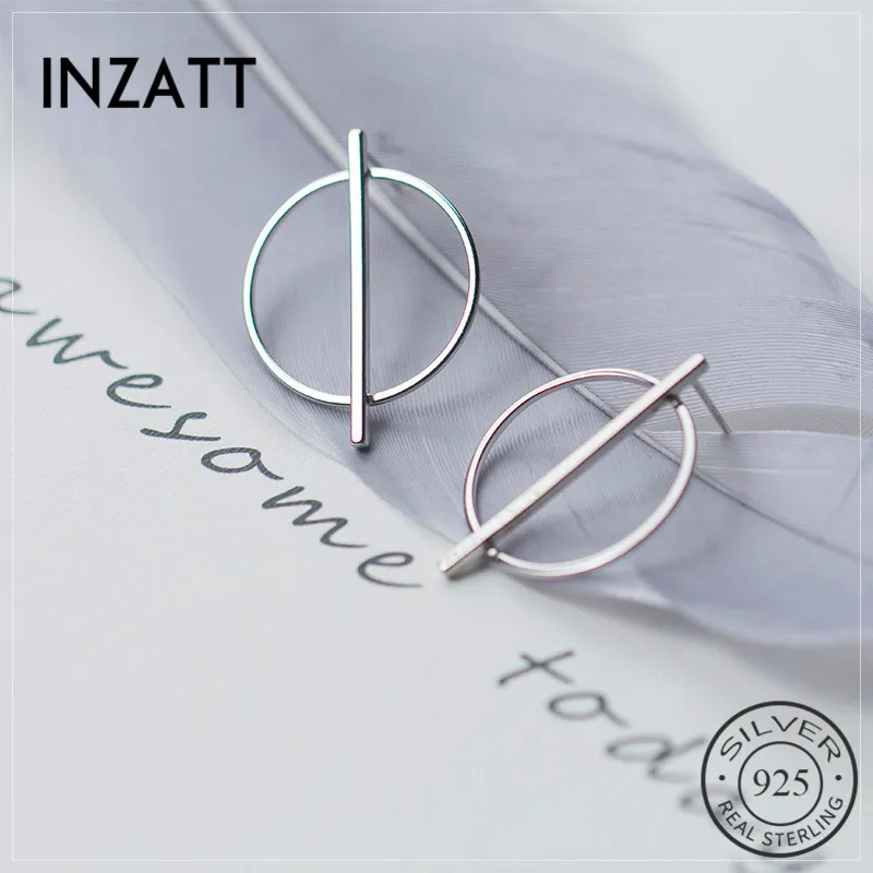 INZATT Настоящее серебро 925 пробы геометрические круглые серьги-гвоздики