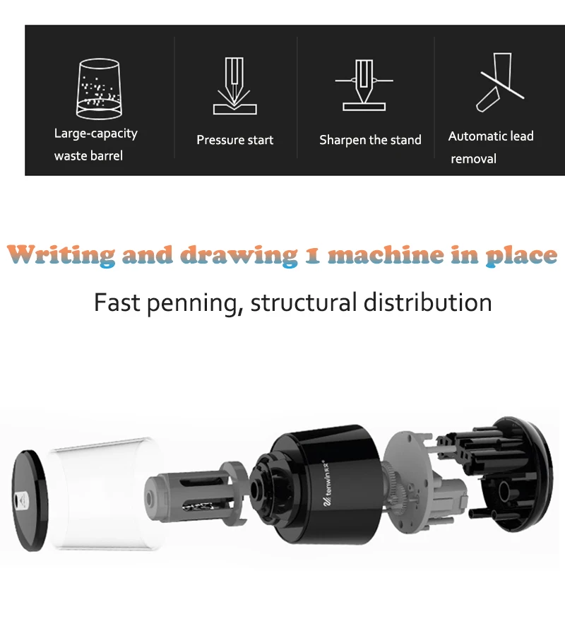 TENWIN электрическая точилка для карандашей двойного назначения многофункциональная креативная автоматическая электронная точилка 8008 для студентов