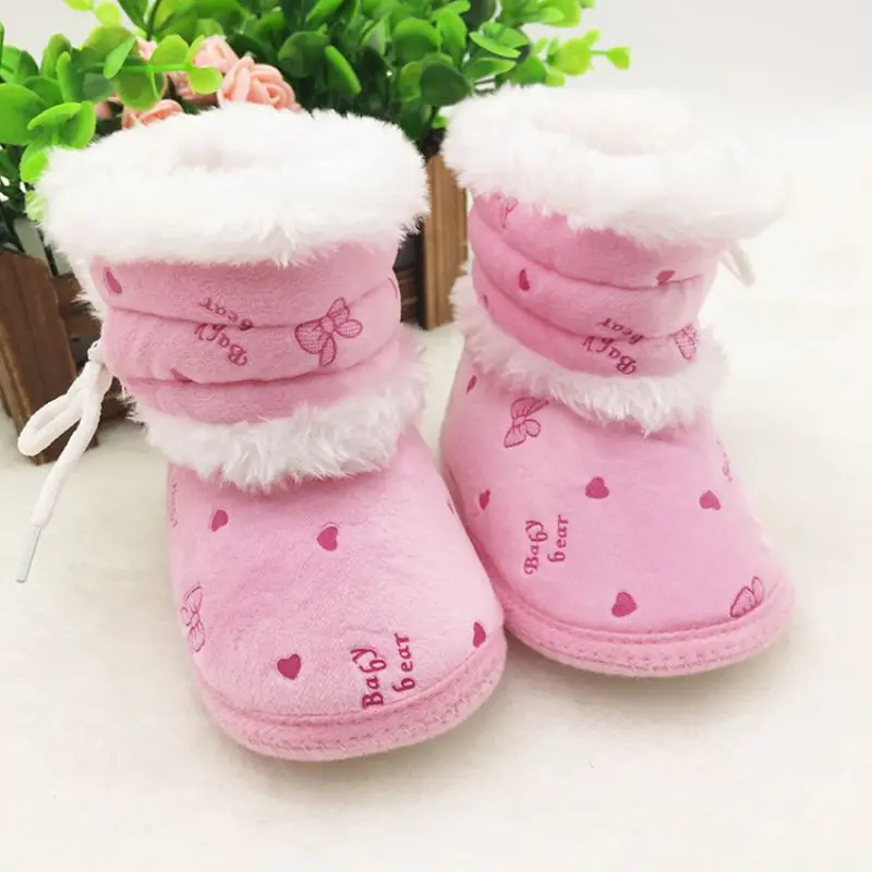 Мода 0-18 месяцев Prewalker Детские Обувь для девочек зимние первых шагов Сапоги и ботинки для девочек детские Прочные ботинки со шнуровкой
