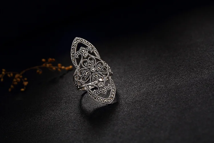 S925 Серебряное винтажное индивидуальное марказитовое кольцо для женщин, высококачественное модное ювелирное изделие, подарок
