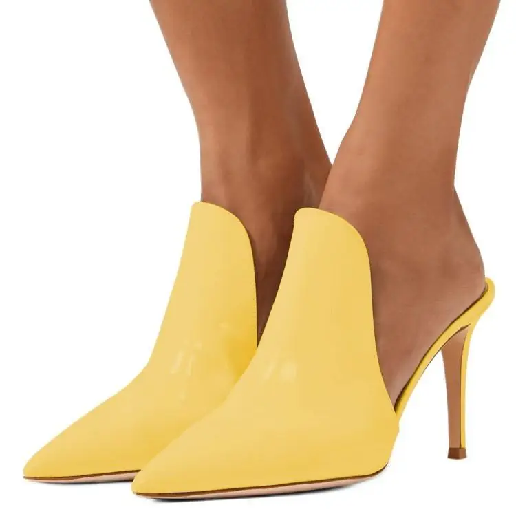 Роскошная лакированная кожа; замшевые шлепанцы на высоком каблуке с острым носком; женские летние модельные туфли на шпильке - Цвет: 04