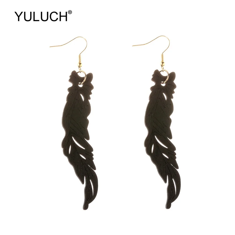 YULUCH трендовые элегантные длинные висячие серьги для леди 2019 модные черные