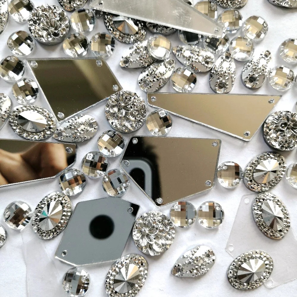 9 микс покрытые серебряным зеркалом Funishing Olve Diy камни и Кристаллы Стразы для шитья свадебной одежды Аппликации нашивки на платье