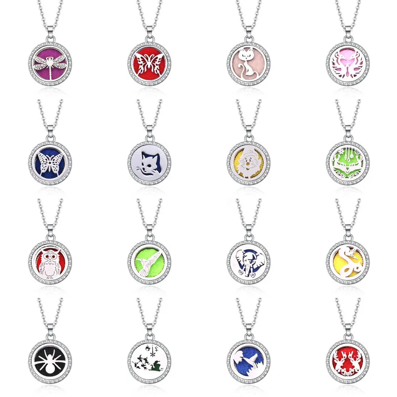 

New Aromatherapy Jewelry Essential Oil Aroma Diffuser Necklace Owl cat cute animal series Perfume Lockets Pendant Necklace