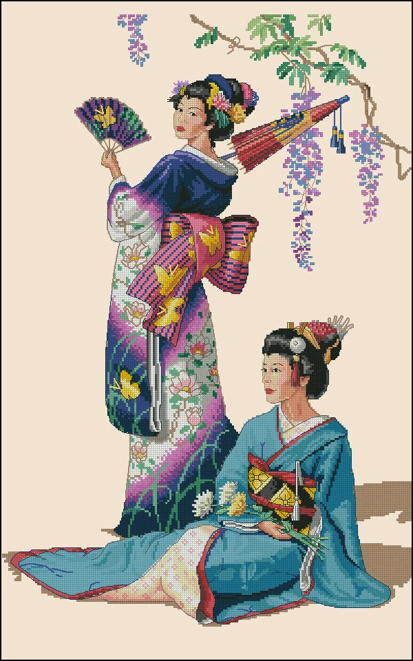 cs-2121 Cross Stitch Kit Jewels of the Orient Japanese Woman Lady Girls dim 03898 3898