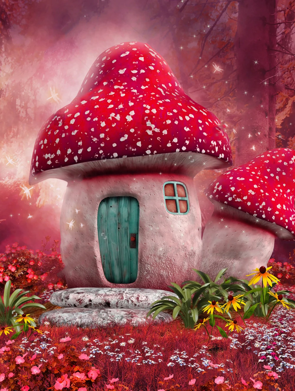 

5D DIY Diamond Paintings Full Drill Square Red Mushroom House Mosaic Art Rhinestones Embroidery Landscape Kits Decoration Home