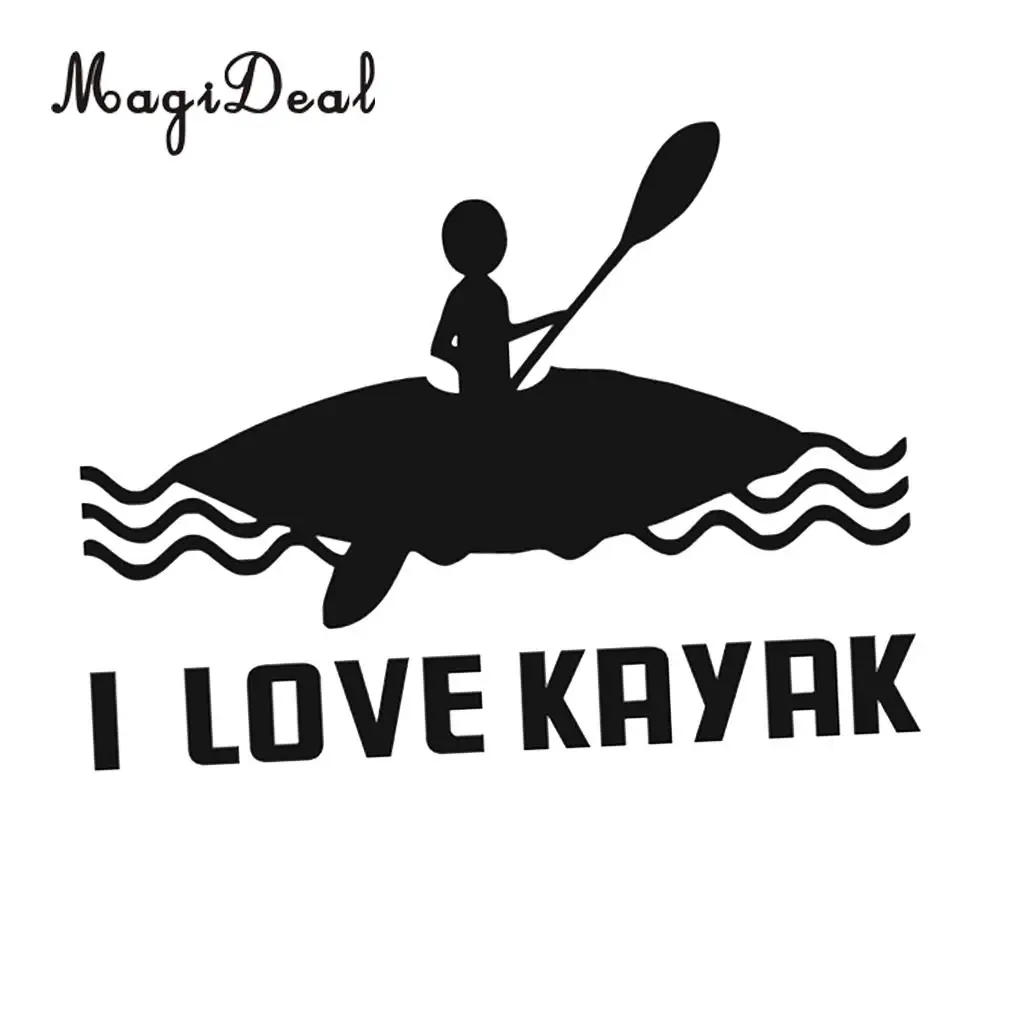 MagiDeal Waterproof 1Pc I LOVE KAYAK Kayak Canoe Stickers for Rowing Boat Funny Decal Cars Window Outdoor Surface Applications