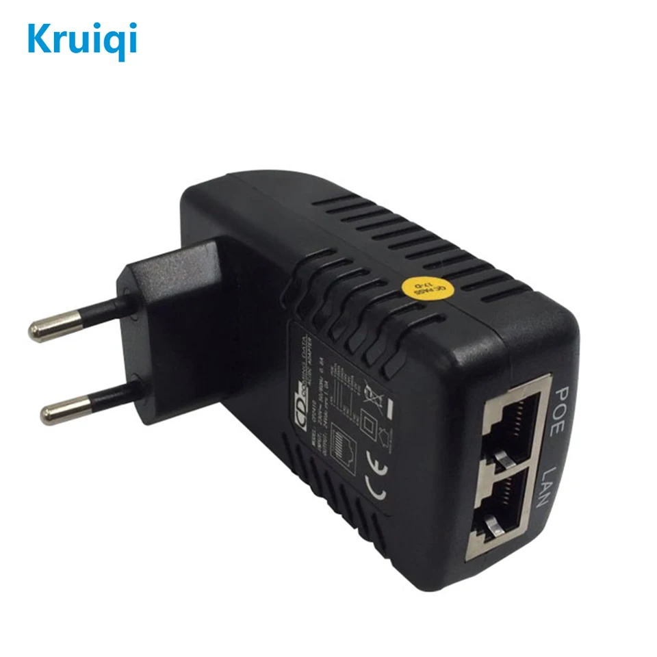 Kruiqi Ethernet POE инжектор DC 48 В 0.5A настенный штекер POE переключатель адаптер питания ЕС/США вилка опционально