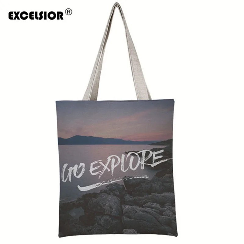 

EXCELSIOR Luxury Brand Women Shoulder Bag Soft Cotton linen TopHandle Bags Ladies Printed Tote Handbag Female Bolsa Feminina