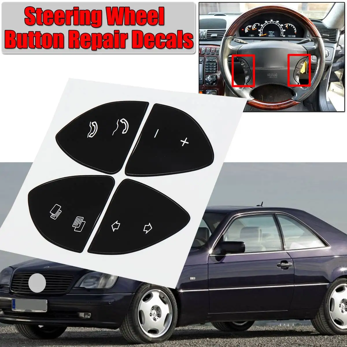 1x Автомобильный руль кнопка ремонт наклейки комплект для MERCEDES BENZ W220 S430 S500 S600 CL500 CL600