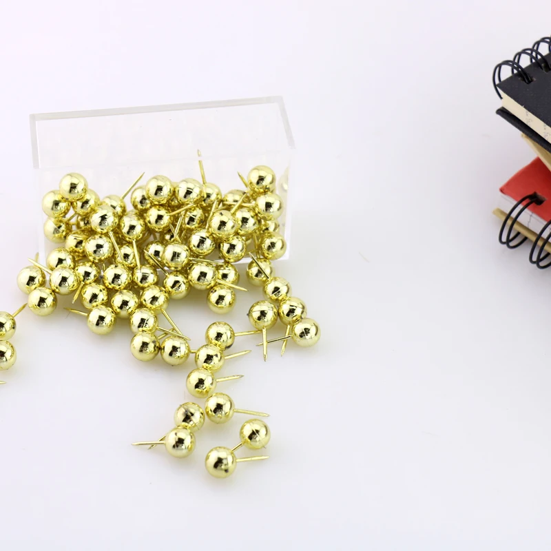 400 PCS Gold Silver Color Map Tacks Push Pins, with Round Plastic Head and  Steel Point Thumb Tacks Pin Office School