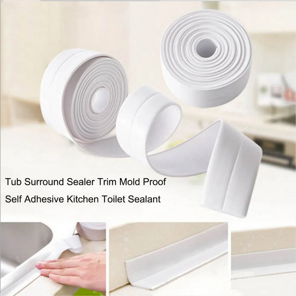 

Wall Caulk Tub Surround Sealer Trim Waterproof Mold Proof Self Adhesive Tape Kitchen Bathroom Toilet Sealant Household