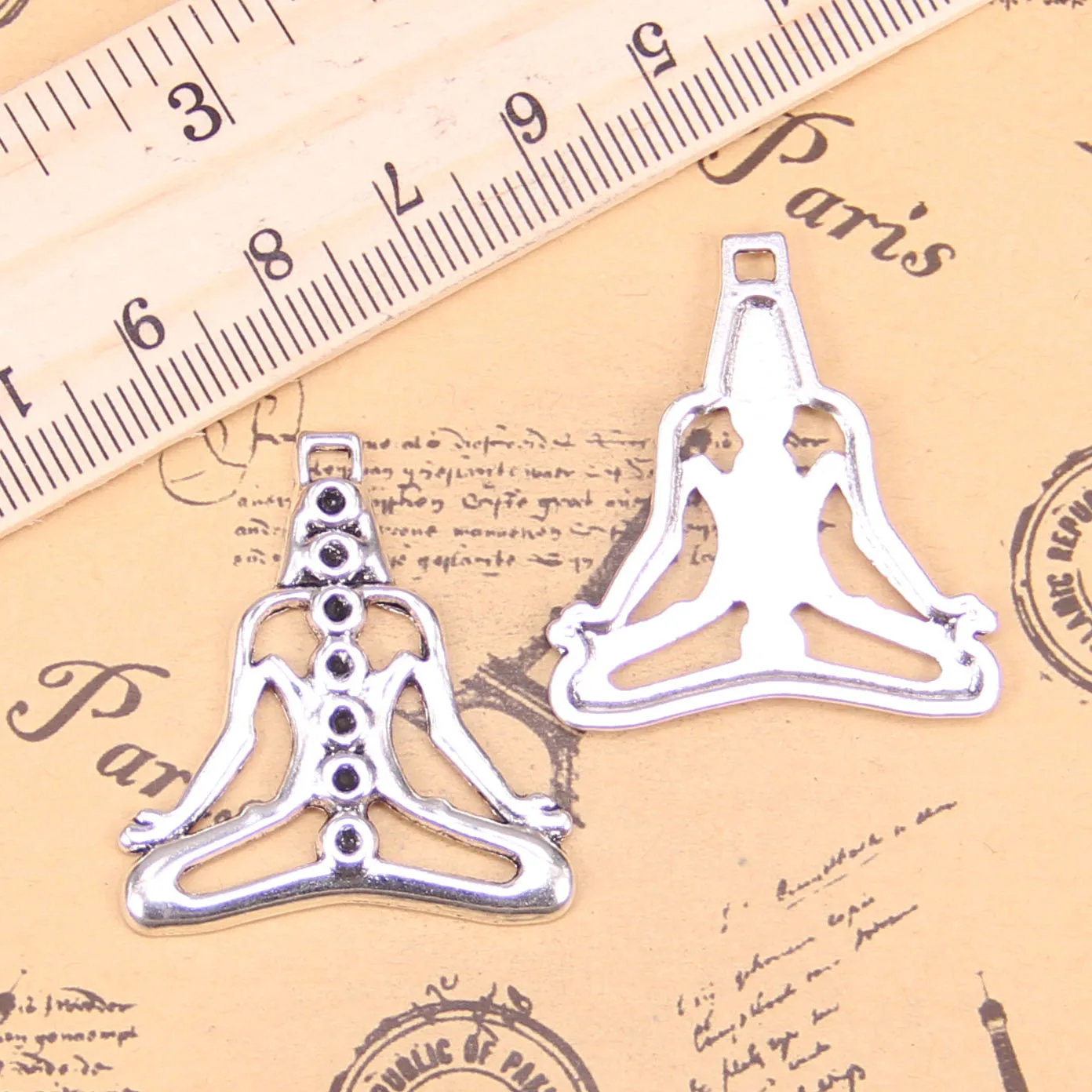 

26pcs Jewelry Charms yoga zazen buddha 38x34mm Antique Silver Plated Pendants Making DIY Handmade Tibetan Silver Jewelry