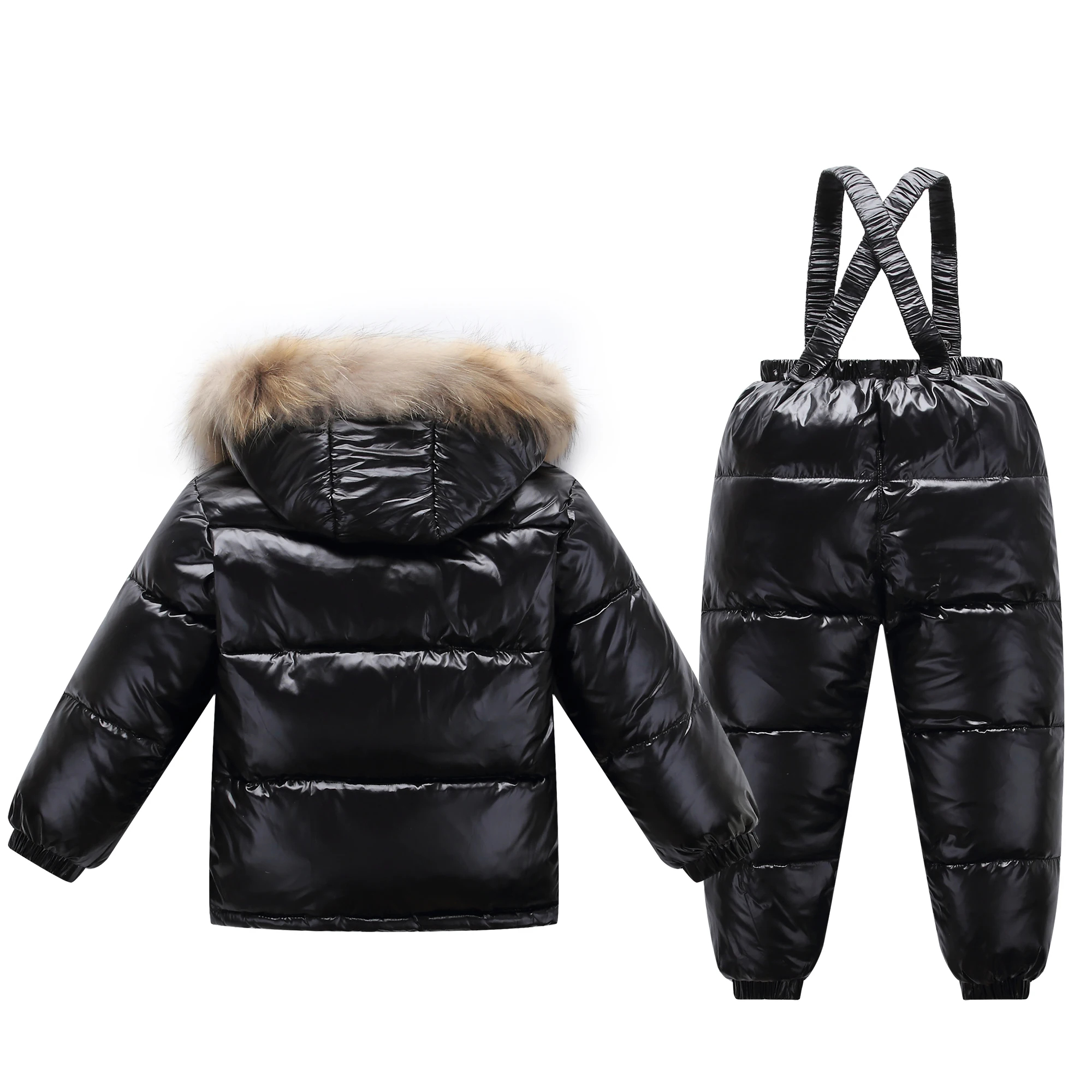 Russian winter children's clothing fashion shiny jackets for girls child coat boys winter jacket+ pant waterproof snow wear