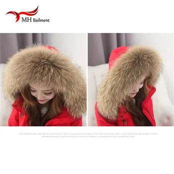 

Real Raccoon Fur Collar Winter Warm scarf for Women Coat Straight Detachable Natural Collar Genuine Real Fur Sarf Collar L32