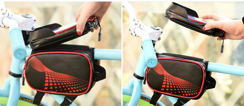 Flash Deal 2017 Real Bike Bag Bisiklet Aksesuar Touch The Mountain Bike Front Beam On Tube Rainproof Saddle Riding Equipment Accessories 7