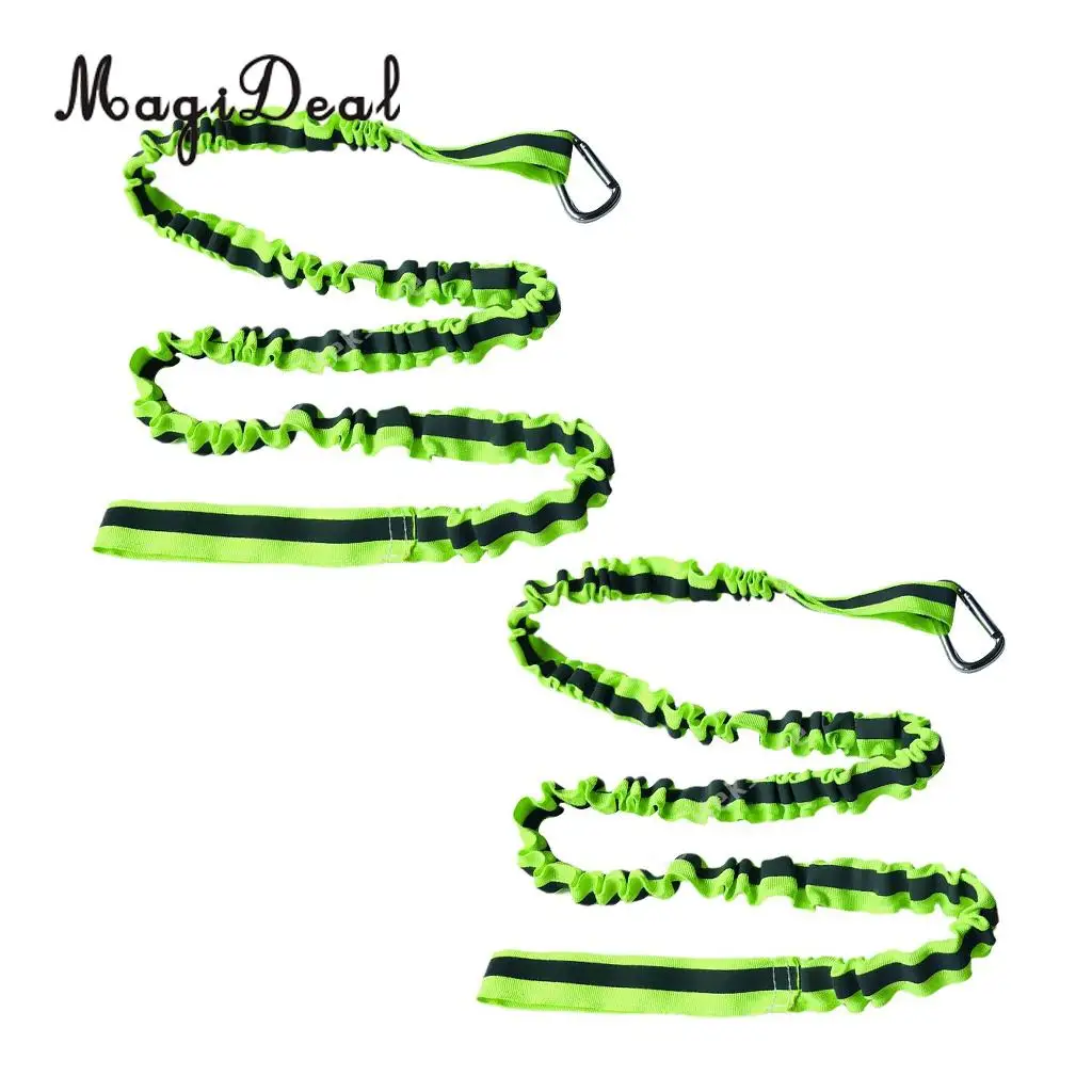 MagiDeal 2pcs Adjustable Kayak Safety Rod Leash Fishing Rod Reflective Paddle Leash Green 47inch for Canoe Oars