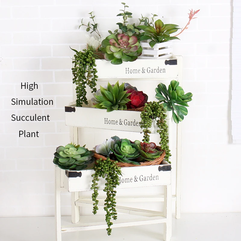Goedkoop Succulenten kunstmatige Nep greenery Succulent Bonsai Plastic Succulente Kunstmatige Land Lotus Tuin Thuis Landschap Decor