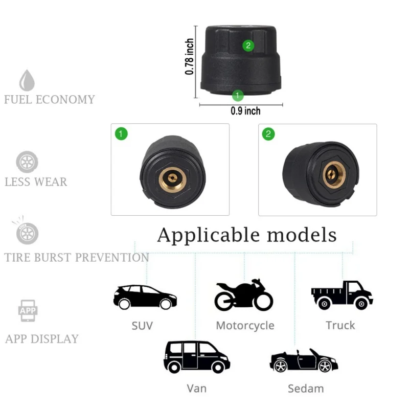 Bluetooth 4,0 APP автомобильная система контроля давления в шинах, беспроводные внешние датчики TPMS, сигнализация температуры в реальном времени