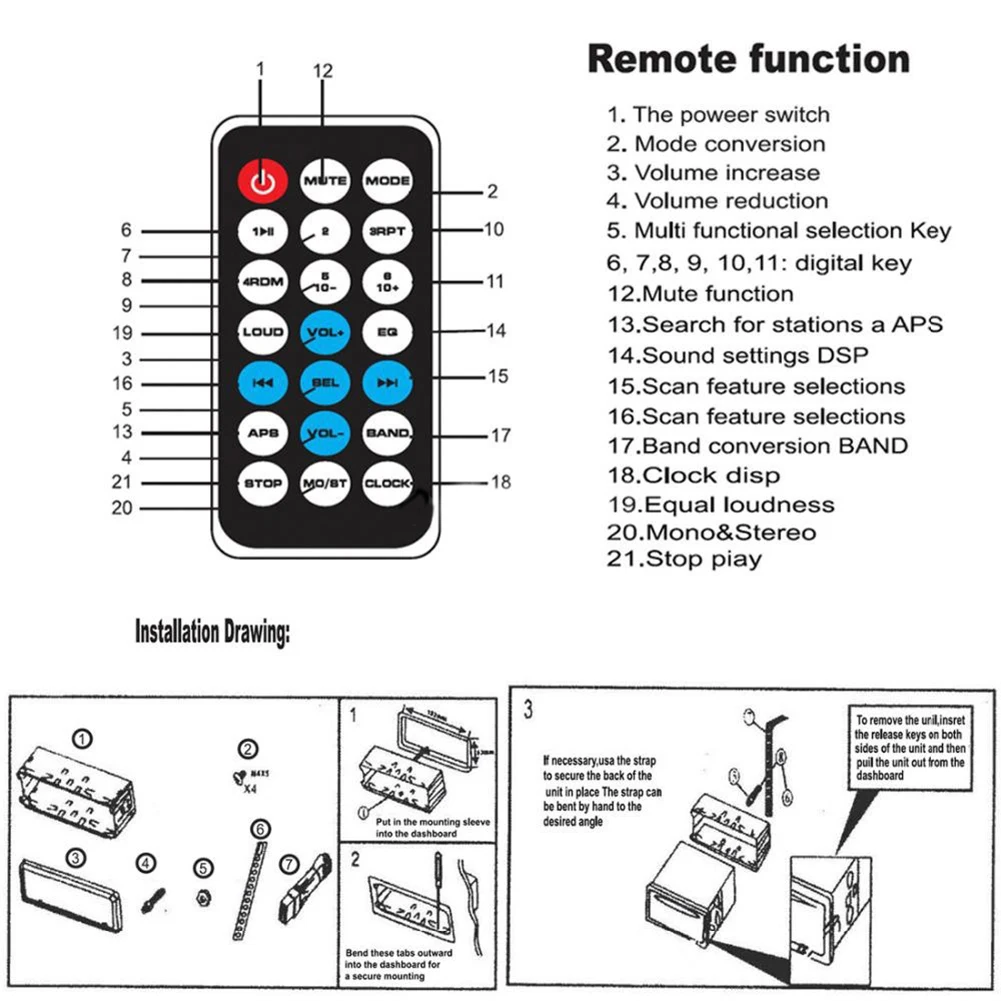 Беспроводной автомобильный Радио Bluetooth USB/SD 12V стерео FM радио MP3 аудио плеер 0.3