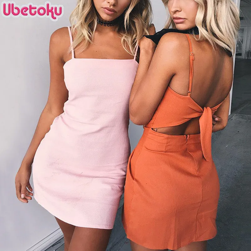 

Ubetoku 2018 Summer women dresses lady girl sling beach dresses solid sexy young women step dress free shipping