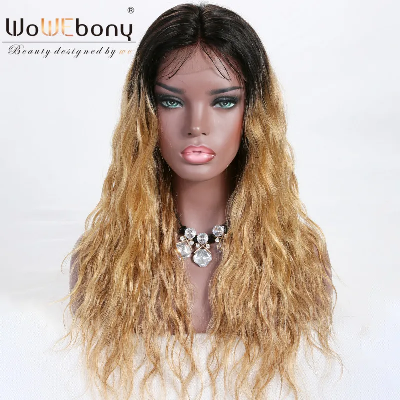 

WoWEbony Alicia Lace Front Human Hair Wigs Brazilian Remy Hair Natural Wave Lace Front Wig With Baby Hair Ombre Color For Women