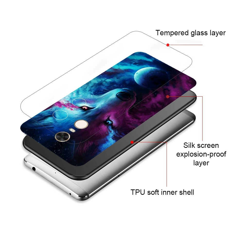 REAOOM Tempered glass phone case for RedMi 5 Plus luxury animal pattern case for Xiaomi RedMi Note 5 pro 4X Mi A1 Mi8 back cover (8)