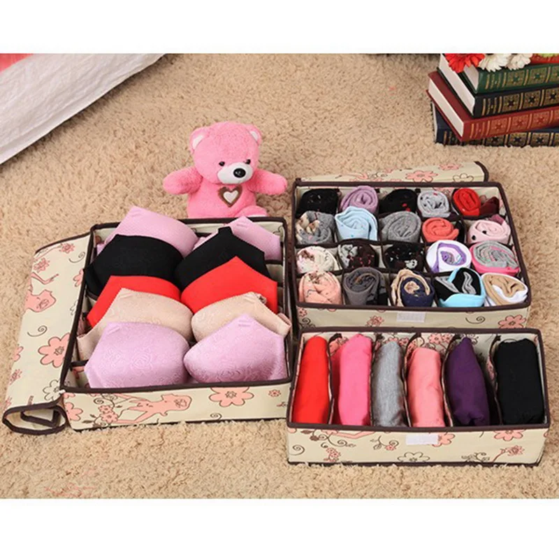 Многоразмерные красочные коробки для хранения бюстгальтеров органайзер, ящики для хранения шарфы носок Разделитель с крышкой коробки для шкафов аксессуары оптом