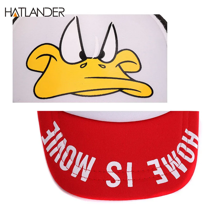 Hatlander cute children baseball caps baby girls sun visor hats boys snapback casquette gorras cartoon duck kids summer mesh cap