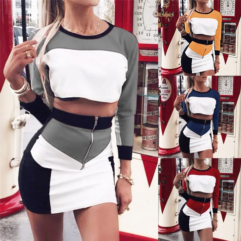 2Pcs Women Tracksuit Sweatshirt Skirt Sets Sport Long Sleeve Wear durable enought for your daily wearing Casual Suit Gift 3D05 (2)