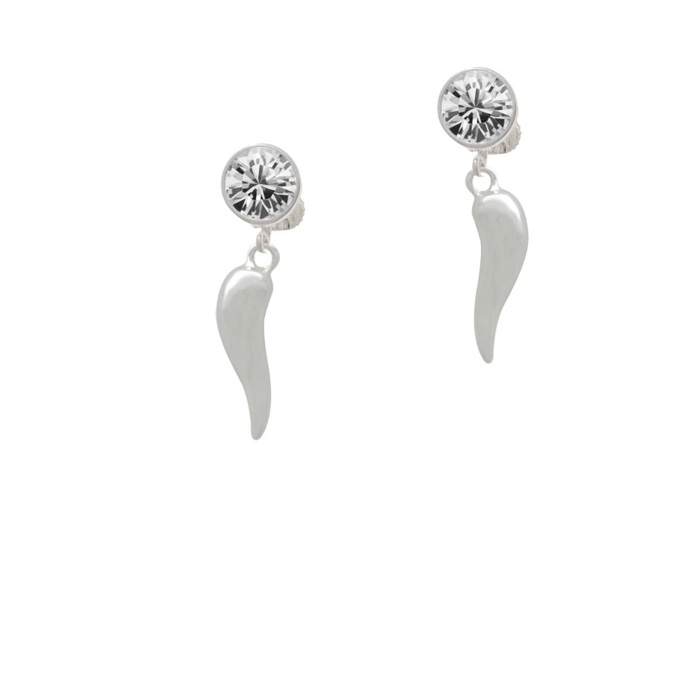Good Luck Italian Horn Crystal Clip On Earrings (1)