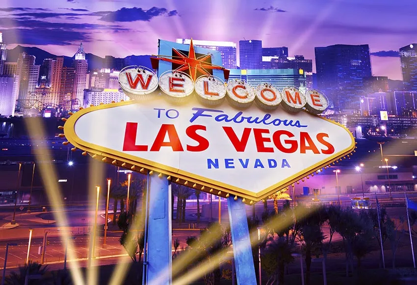 Vinyl Las Vegas Party Backdrop Blue Sky Printed Spotlight City Buildings Night Scene Photography Studio Background | Электроника