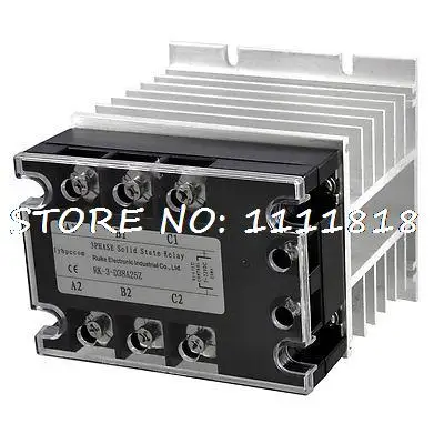 

DC-AC 25A 5-32VDC/ 380VAC Three Phase SSR Solid State Relay w Aluminum Heat Sink