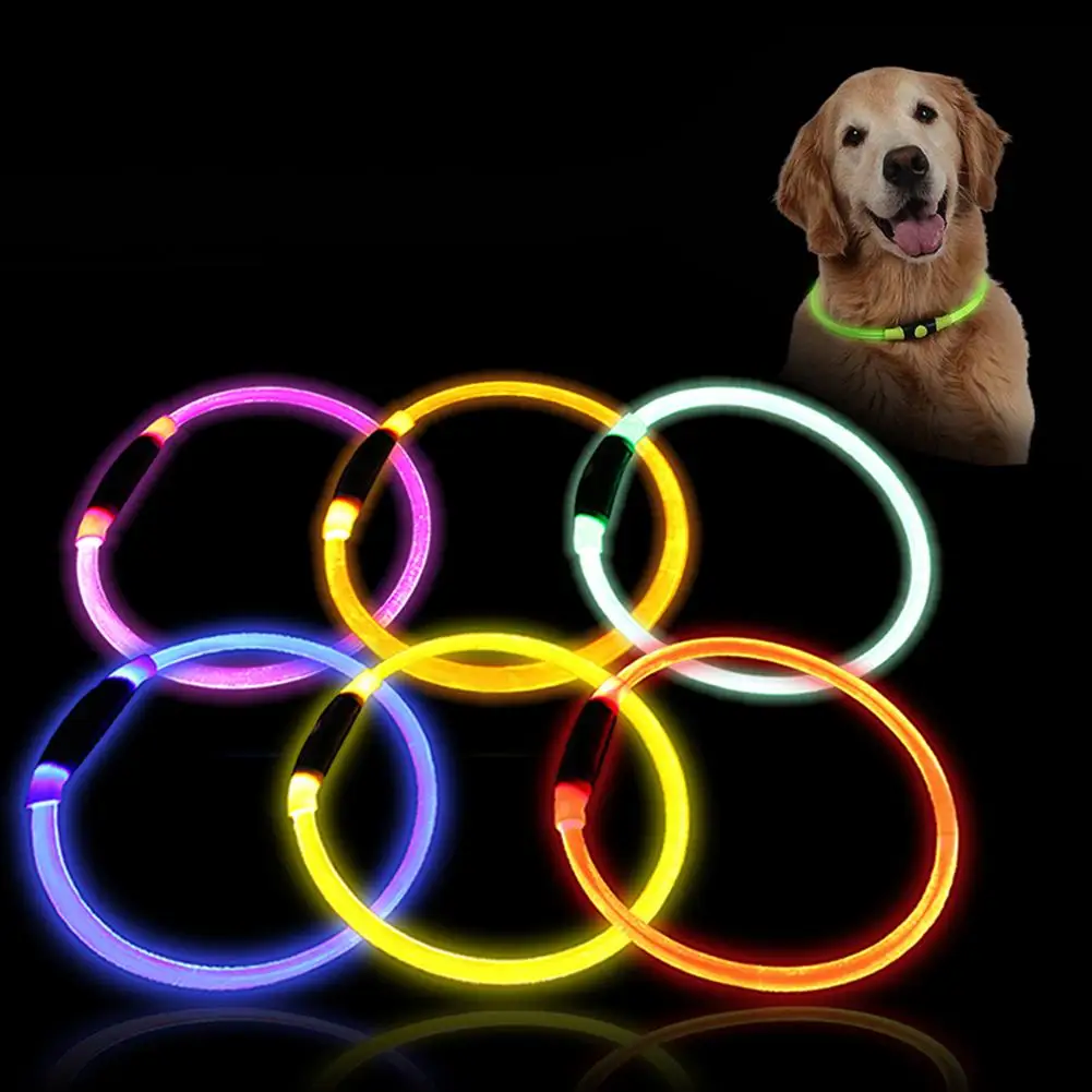 

1Pc Rechargeable LED Night Luminous USB Anti-lost Pet Dog Necklace Puppy Neck Collar