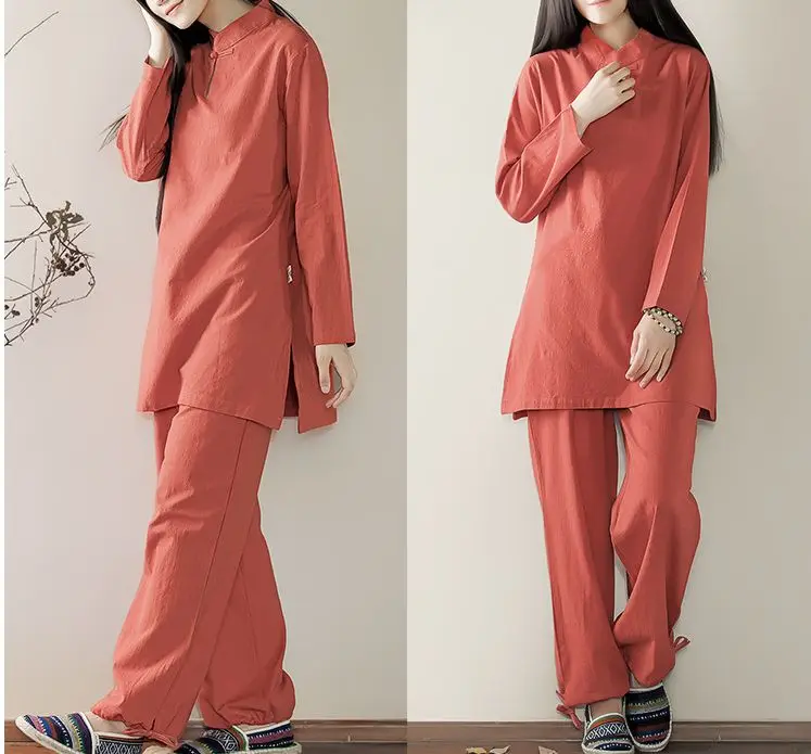 

6color cotton&linen spring&summer women Yoga suit lay meditation clothing female tai chi uniforms red/green/blue/rose