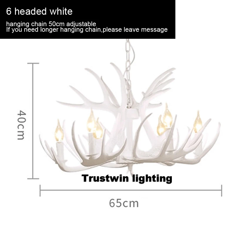 Американская Европа, ветка дерева, винтажный Ретро светодиодный подвесной светильник, светильник оленьи рога, современный потолочный подвесной светильник, светильник - Цвет корпуса: 6 headed white