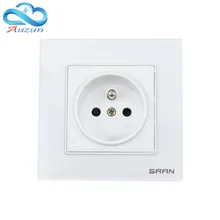 Французская стандартная панельная розетка из закаленного стекла, стандарт ЕС, 2 отверстия с цилиндрическим гнездом 16А 86