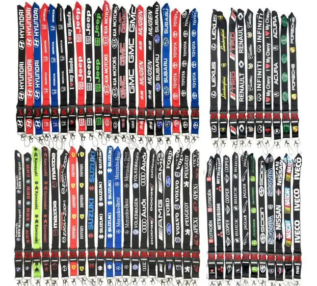 

Multi colors and brands for Jeep car club printing lanyards Detachable Keychain for iPod Strap Badge ID Cell Holder