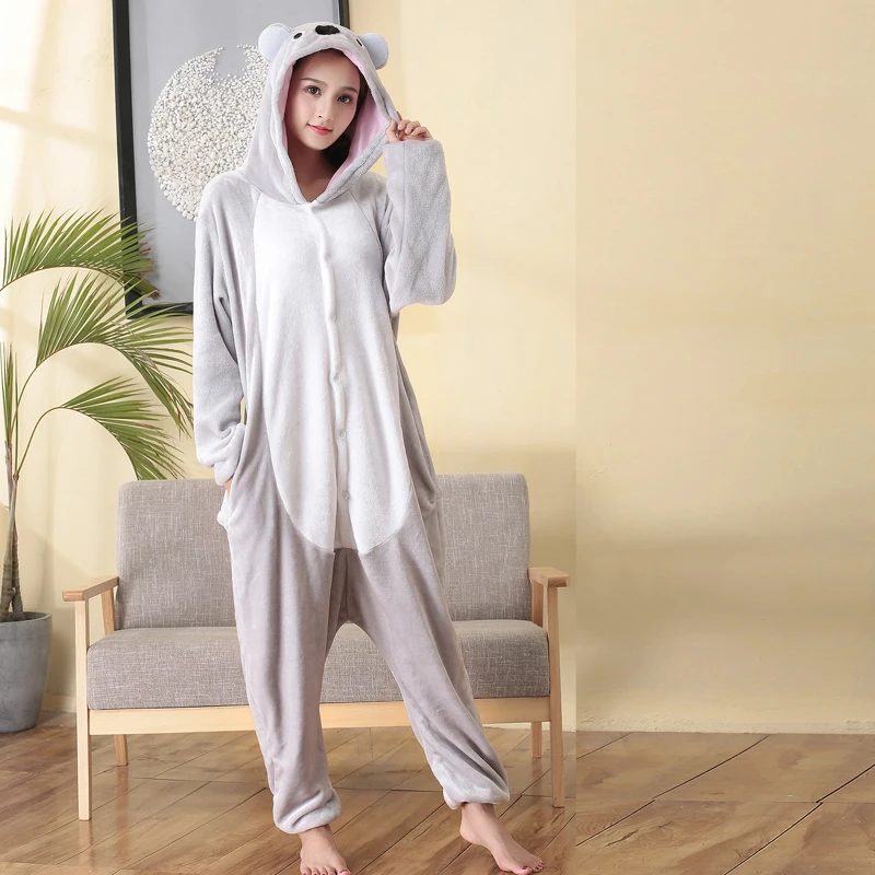 Fancy-Plush-Koala-Kigurumi-Animal-Pajamas-one-piece-Bodysuit-Adult-Onesie-Sleepwear-With-Slippers-Cosplay-Bodysuit(2)