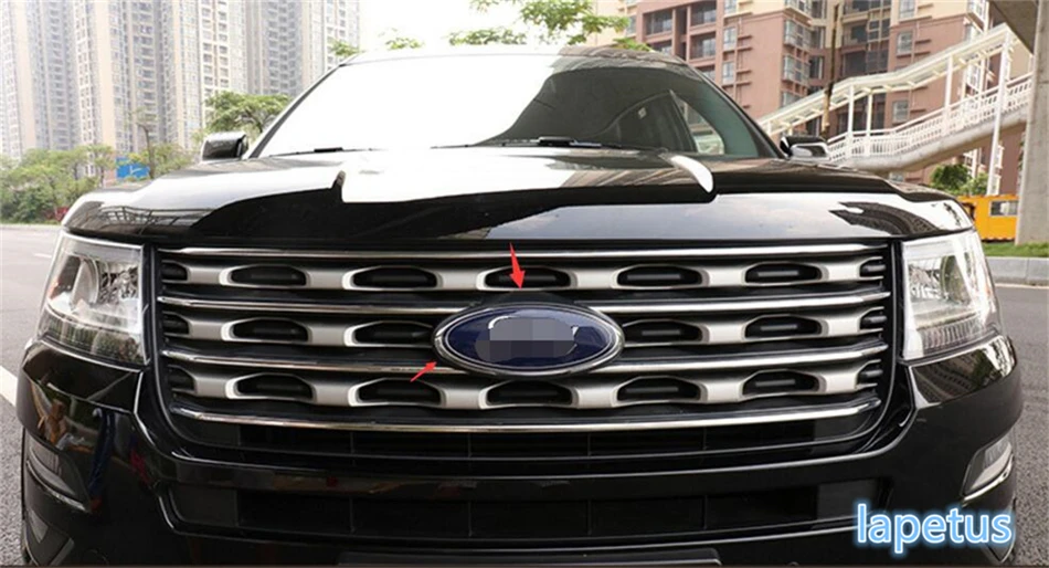Аксессуары Lapetus для Ford Explorer 2016 - 2019 ABS Хромированная передняя решетка гриль