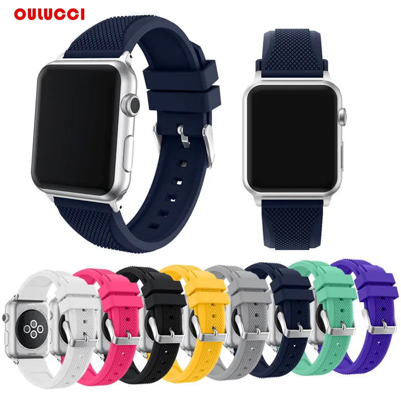 

New Apple Watch Band Series 1 Series 2 3 Soft Silicone Sport Replacement Wrist Strap for iWatch,38mm 42mm Black Yellow