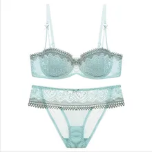 Бюстгальтер с полуоткрытой чашечкой на косточках(чашка 1/2), сексуальный комплект с бюстгальтером, новинка, женское нижнее белье больших размеров с пуш-ап и трусики, A-D, чашка для женщин, H347