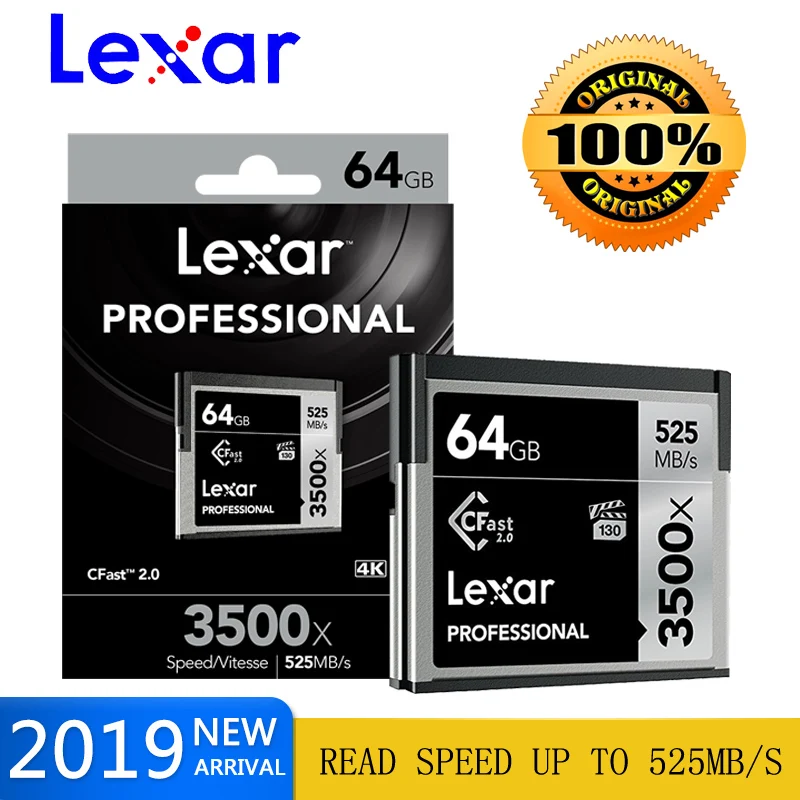 

Original Genuine Lexar 3500X memory cards sd card 64gb Cfast 2.0 card CF card 128GB High speed up to 525M/s professional camera