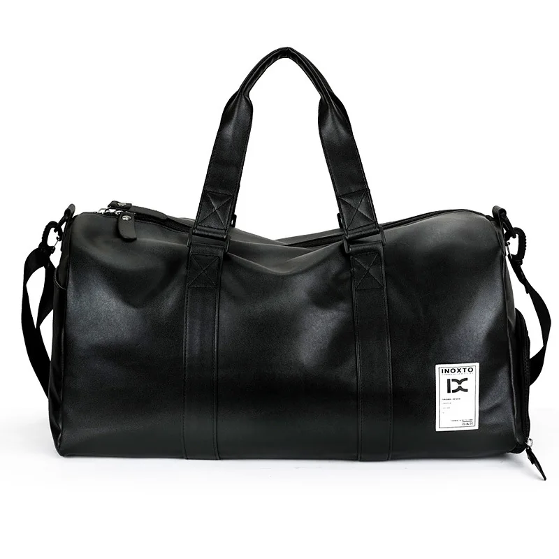 

Black Leather PU Sport Bag Men For Gym Sport Bags For Fitness Portable Shoulder Bag Handbag With Shoes Storage Duffel Bag