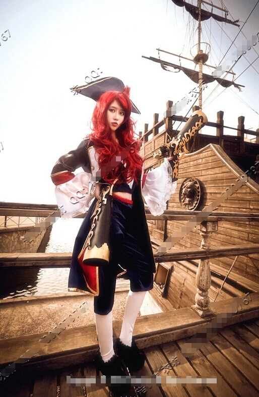 

LOL Miss Fortune Sara Pirate Customized Uniforms Cosplay Costume Free Shipping