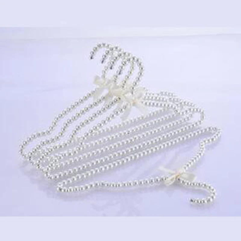 5 pcs/lot Pearl Hangers for Dress Coat European Style Pearled Clothes Hanger White Pearled Pants Rack